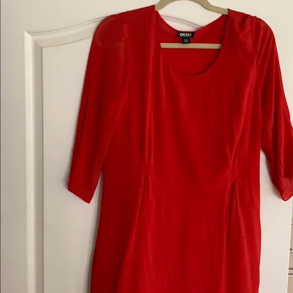 DKNY red 3/4 sleeve dress